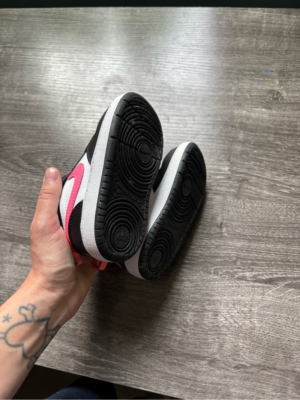 Nike Kids Black, White & Pink High-Top Sneakers - Picture 6 of 8
